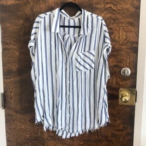 Blue and white stripe button down